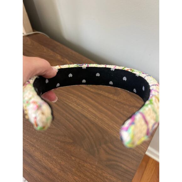 NEW Lele Sadoughi Raffia Alice Headband Women's Mermaid Rainbow One Size - Picture 6 of 7